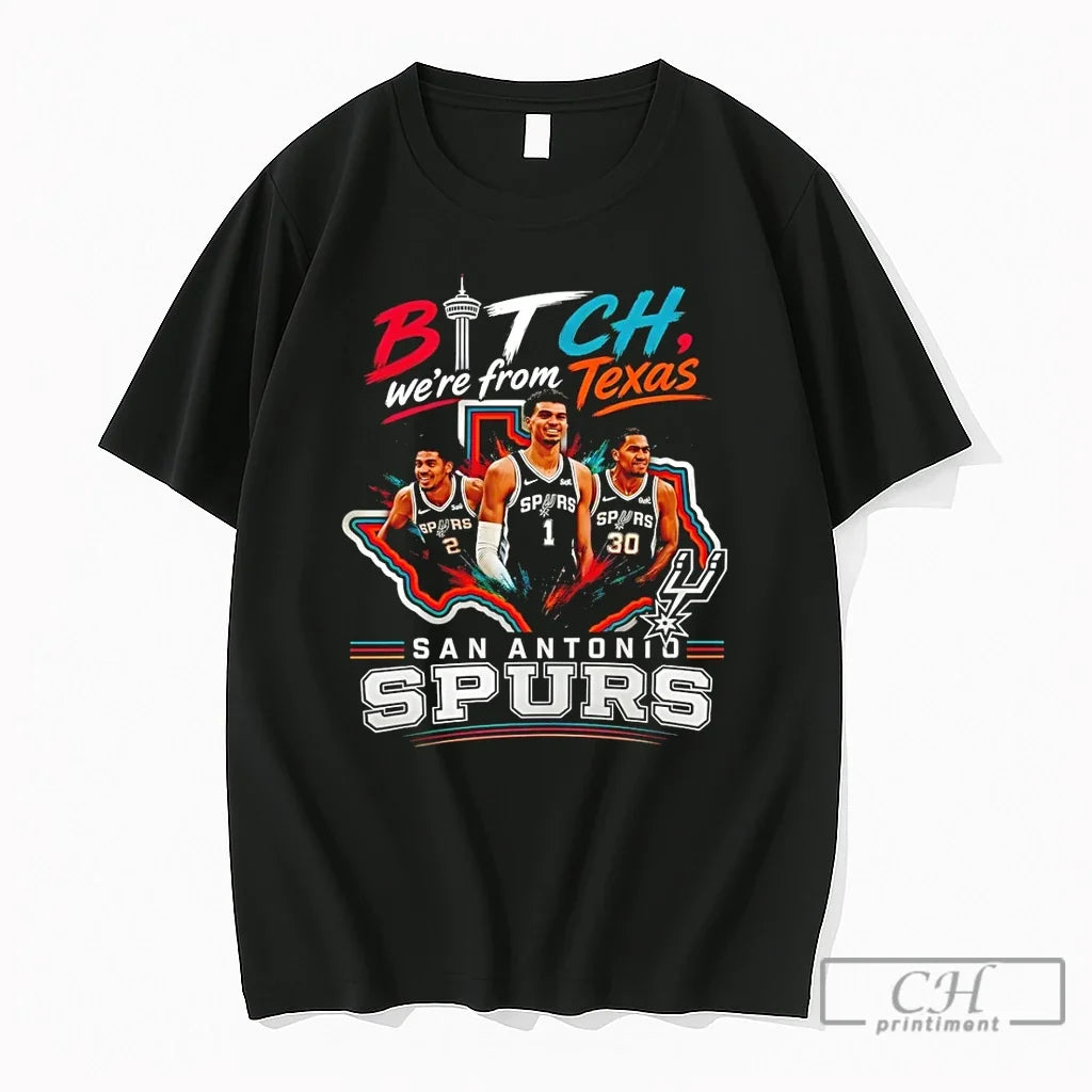 Premium Victor Wembanyama Bitch Were From Texas San Antonio Spurs Basketball Nba 2026 T Shirts - T-Shirt, Sweatshirt, Hoodie