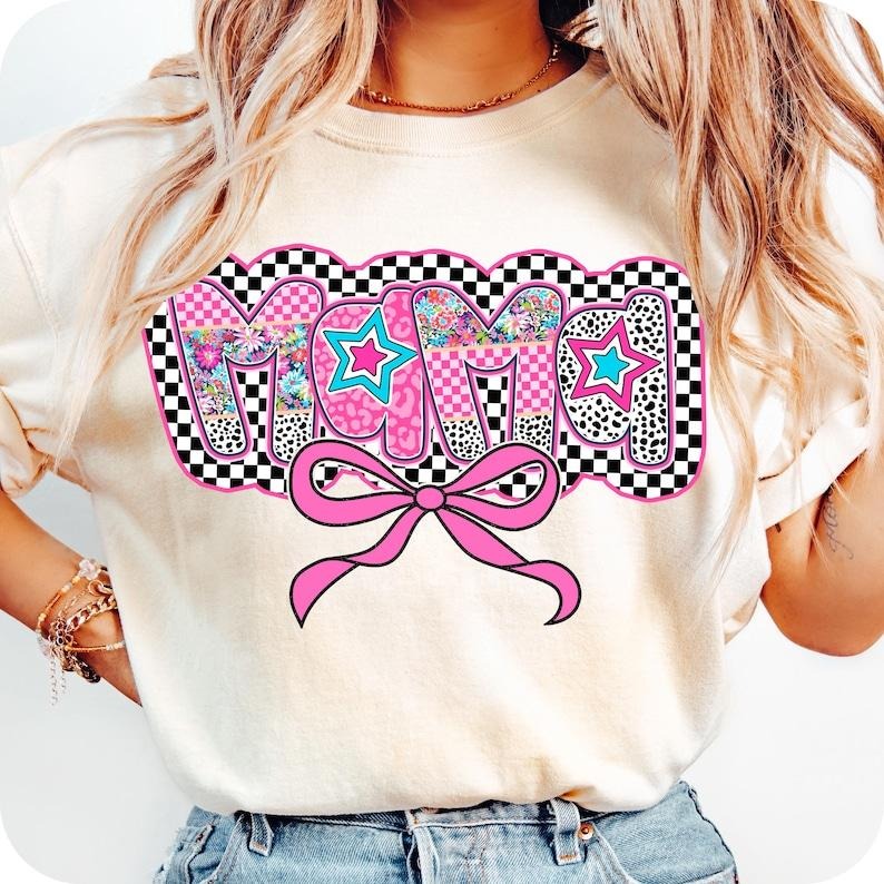 Preppy Mama Coquette Checkered Pink Floral Dalmatian Mimi T-Shirts, Hoodie, Sweatshirt - T-Shirt, Sweatshirt, Hoodie