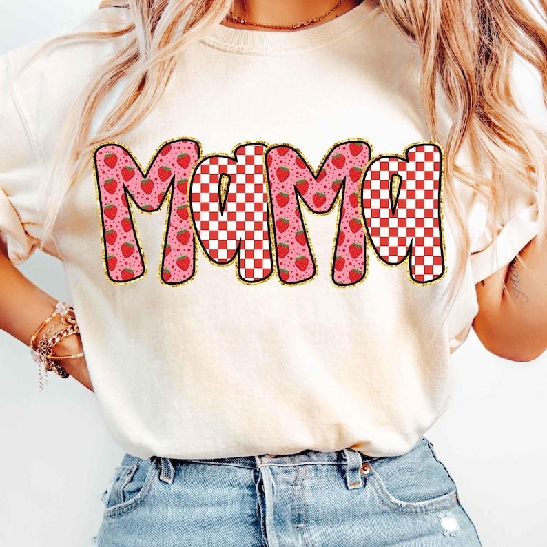 Preppy Mama Strawberry Cute Strawberry Checkered Mom Preppy T-Shirts, Hoodie, Sweatshirt - T-Shirt, Sweatshirt, Hoodie