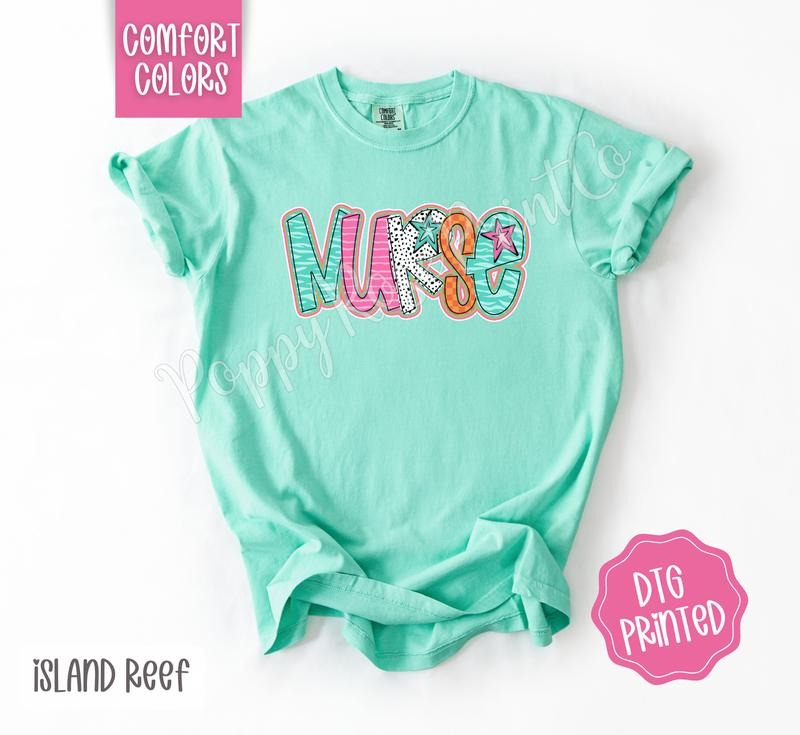 Preppy Nurse Doodle Comfort Colors Shirt Cute Polka Dot Her T-Shirts, Hoodie, Sweatshirt - T-Shirt, Sweatshirt, Hoodie