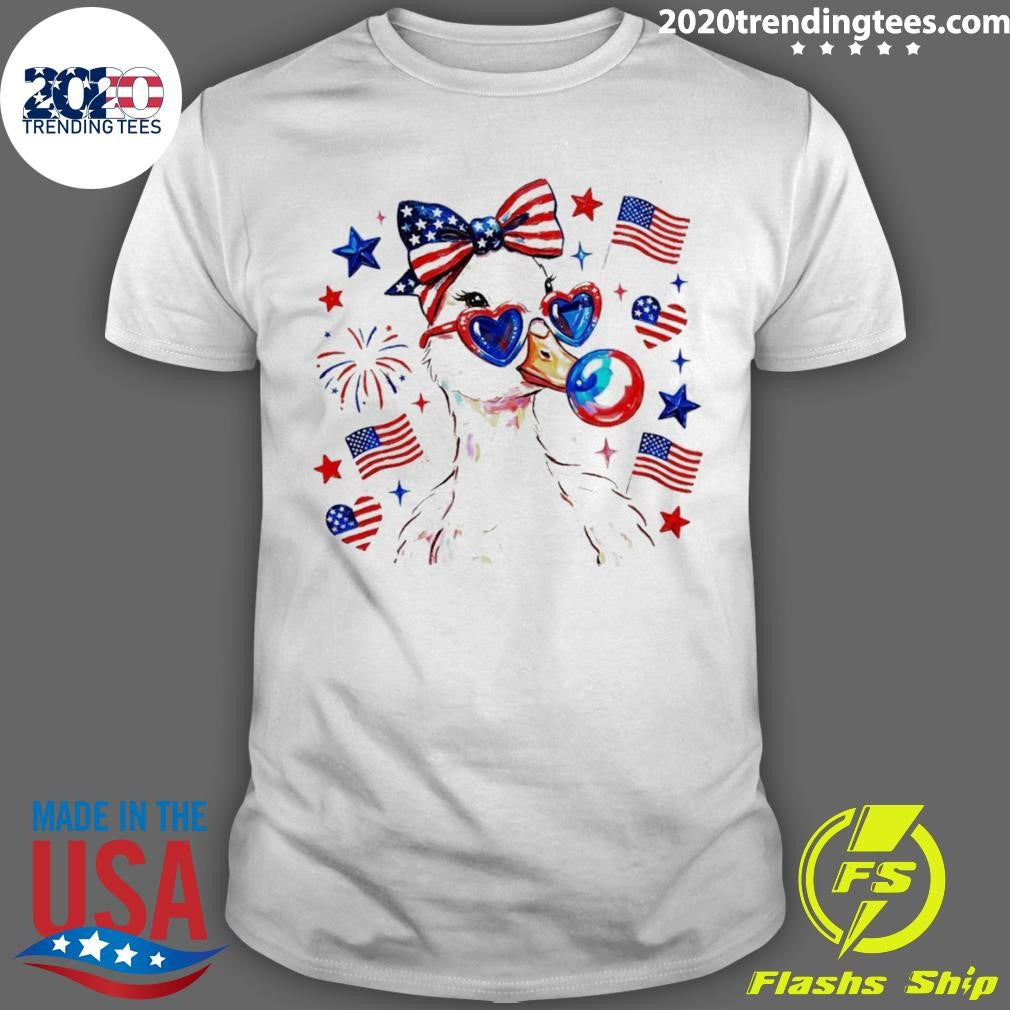 Preppy Patriotic Goose Coquette Fourth Of July Shirt Unisex T-shirt, Sweatshirt, Hoodie, Long Sleeve Tee - T-Shirt, Sweatshirt, Hoodie