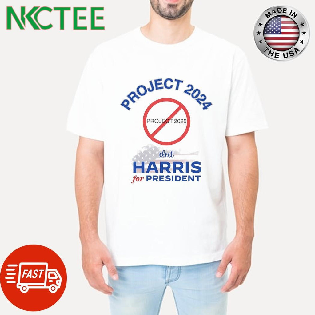 Project 2024 forbidden sign Project 2025 elect Harris for president shirt Unisex T-shirt, Sweatshirt, Hoodie, Long Sleeve Tee - T-Shirt, Sweatshirt, Hoodie