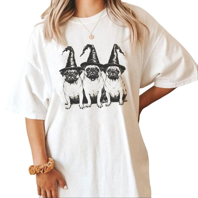 Pug Dog Lover Halloween Pug Spooky Halloween Dog Mom Pug Fall Friend Cotton Womenswear T-Shirts, Hoodie, Sweatshirt - T-Shirt, Sweatshirt, Hoodie