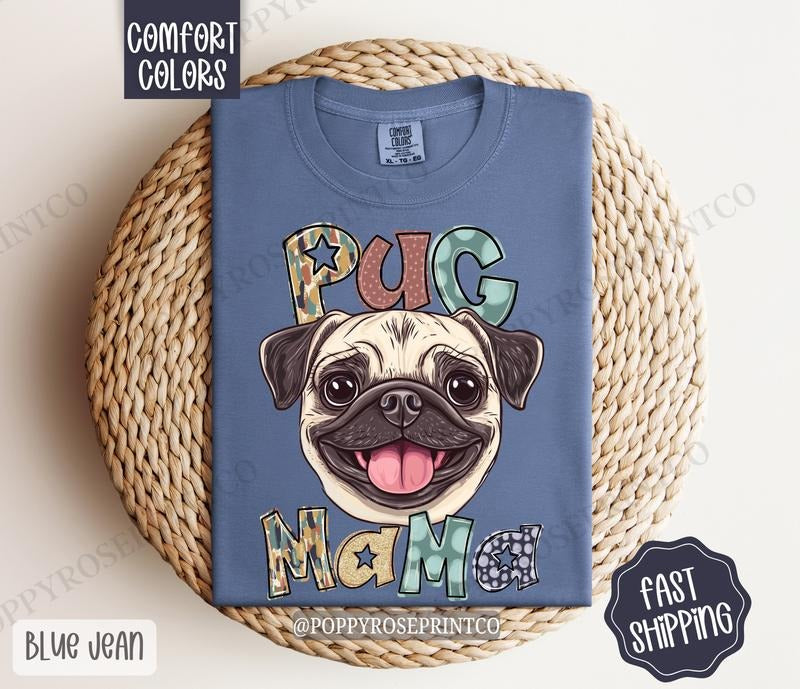 Pug Mama Comfort Colors Dog Mom Cute Mama T-Shirts, Hoodie, Sweatshirt - T-Shirt, Sweatshirt, Hoodie