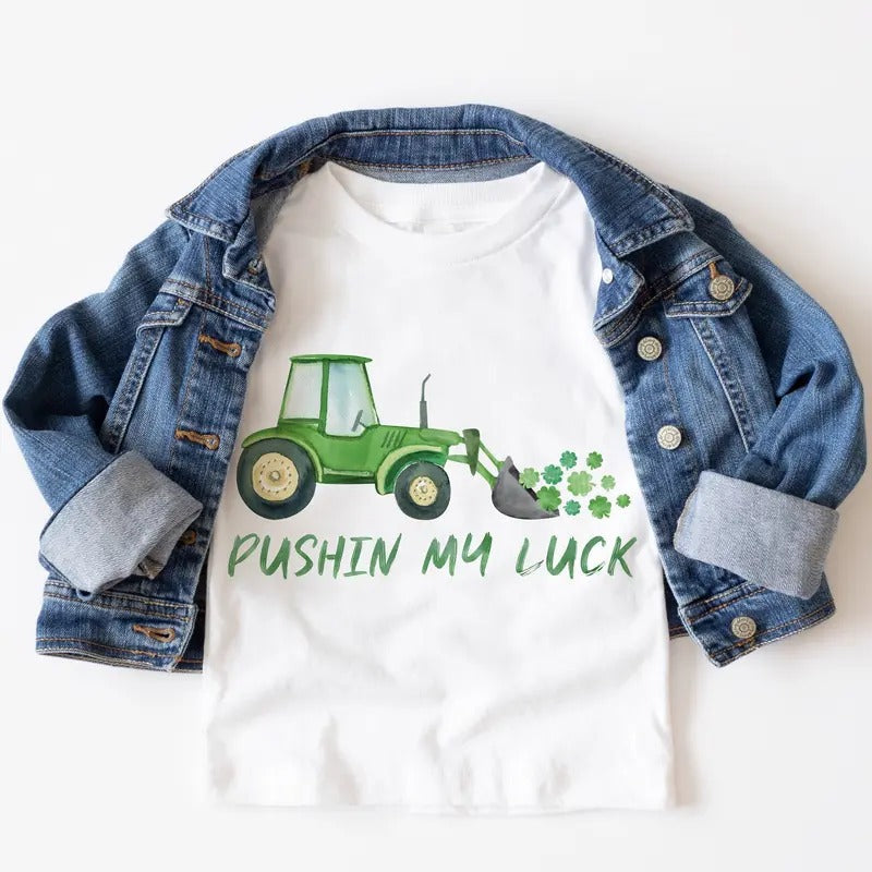 Pushin My Luck Construction St Patrick'S Day Watercolor St Patty'S Shirt T-Shirts, Hoodie, Sweatshirt - T-Shirt, Sweatshirt, Hoodie