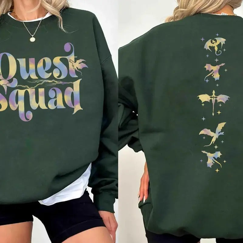 Quest Squad Onyx Storm Dragon Rider Shirt Fourth Wing Basgiath War College Bookish Shirt Fantasy Reader T-Shirts, Hoodie, Sweatshirt - T-Shirt, Sweatshirt, Hoodie