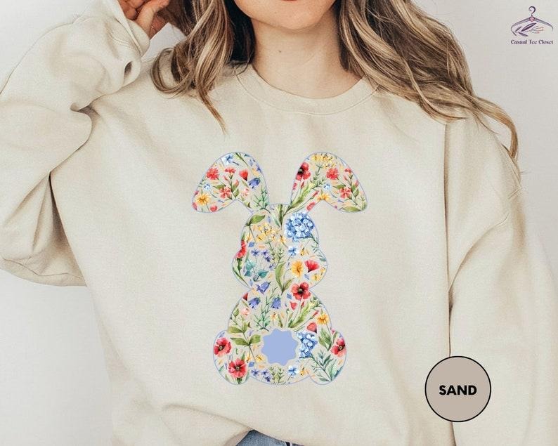 Rabbit Floral Bunny Easter Spring Easter ; Cotton T-Shirts, Hoodie, Sweatshirt - T-Shirt, Sweatshirt, Hoodie
