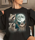 Racoons Howling Moon Racoon Memes ; Cotton Menswear T-Shirts, Hoodie, Sweatshirt - T-Shirt, Sweatshirt, Hoodie