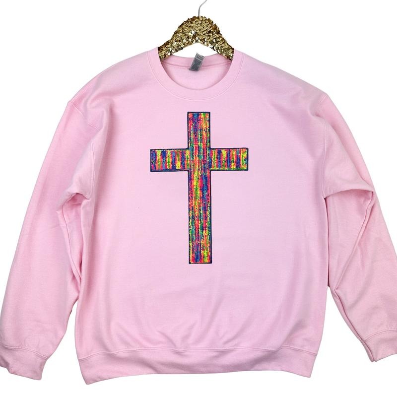 Rainbow Chenille Cross Patch LIGHT PINK T-Shirts, Hoodie, Sweatshirt - T-Shirt, Sweatshirt, Hoodie