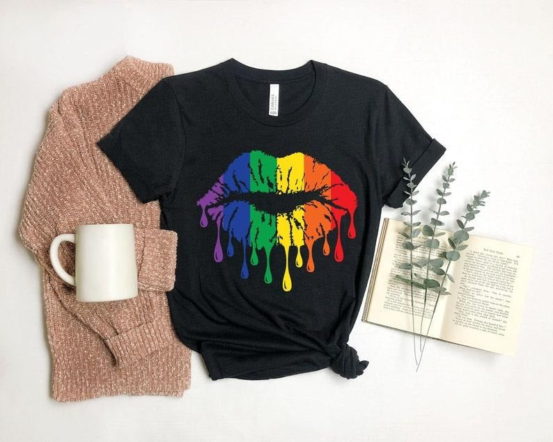 Rainbow Pride Shirt Rainbow Lips Shirt Lips Shirt Lgbt Shirt Pride Shirt Lgbt Pride Shirt Pride Lgbt Love Is Love Shirt T-Shirts, Hoodie, Sweatshirt - T-Shirt, Sweatshirt, Hoodie