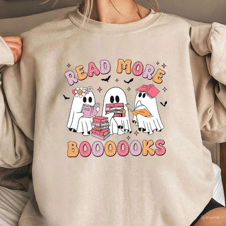 Read More Books Spooky Teacher Shirt Teacher Halloween Shirt Ghost Teacher Reading Lover Comfort Cotton T-Shirts, Hoodie, Sweatshirt - T-Shirt, Sweatshirt, Hoodie