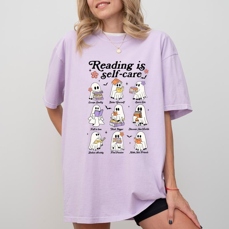 Reading Is Self Care Comfort Colors Shirt Reading Book Lover Unhinged Shirt Cute Librarian Read More Books Mom Teacher Comfy Fabric Top Womenswear Cotton Fabric Relaxed Fit Chic T-Shirts, Hoodie, Sweatshirt - T-Shirt, Sweatshirt, Hoodie