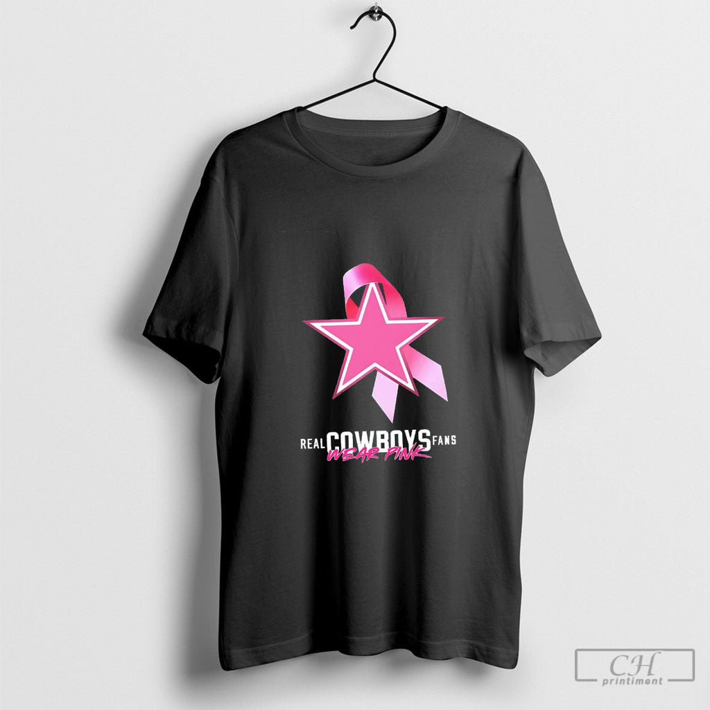 Real Cowboys Fans Wear Pink Dallas Cowboys Breast Cancer Awareness Unisex T-shirt, Sweatshirt, Hoodie, Long Sleeve Tee - T-Shirt, Sweatshirt, Hoodie
