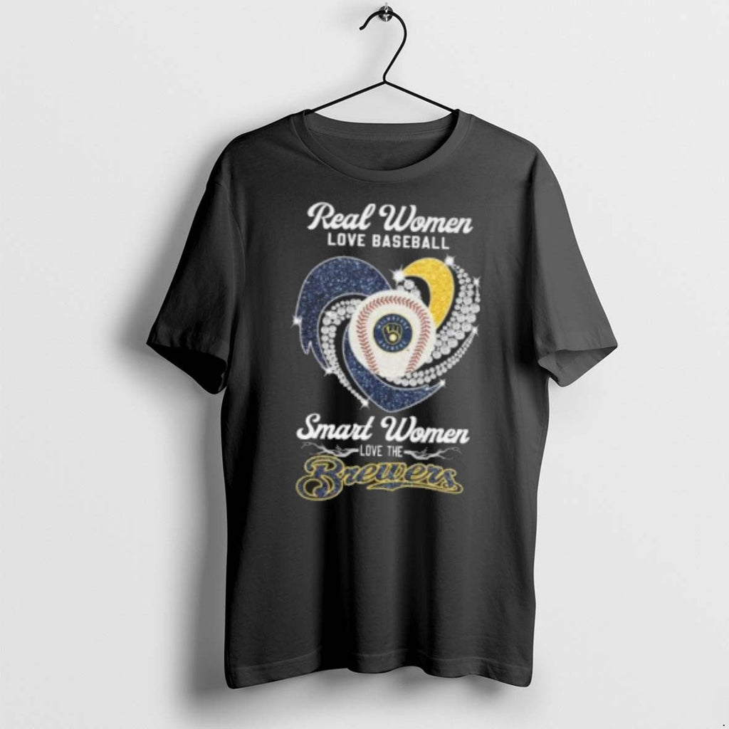 Real Women Love Baseball Smart Women Love The Milwaukee Brewers Diamond Heart 2025 T Shirts - T-Shirt, Sweatshirt, Hoodie