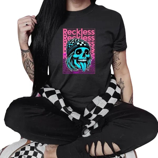 'Reckless' Punk Alt Grunge Goth Skeleton Casual T-Shirts, Hoodie, Sweatshirt - T-Shirt, Sweatshirt, Hoodie