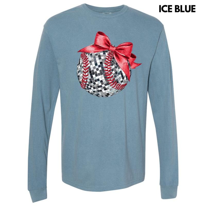 Red Baseball Dazzling Disco Long Sleeve Comfort Colors 'NLB' T-Shirts, Hoodie, Sweatshirt - T-Shirt, Sweatshirt, Hoodie
