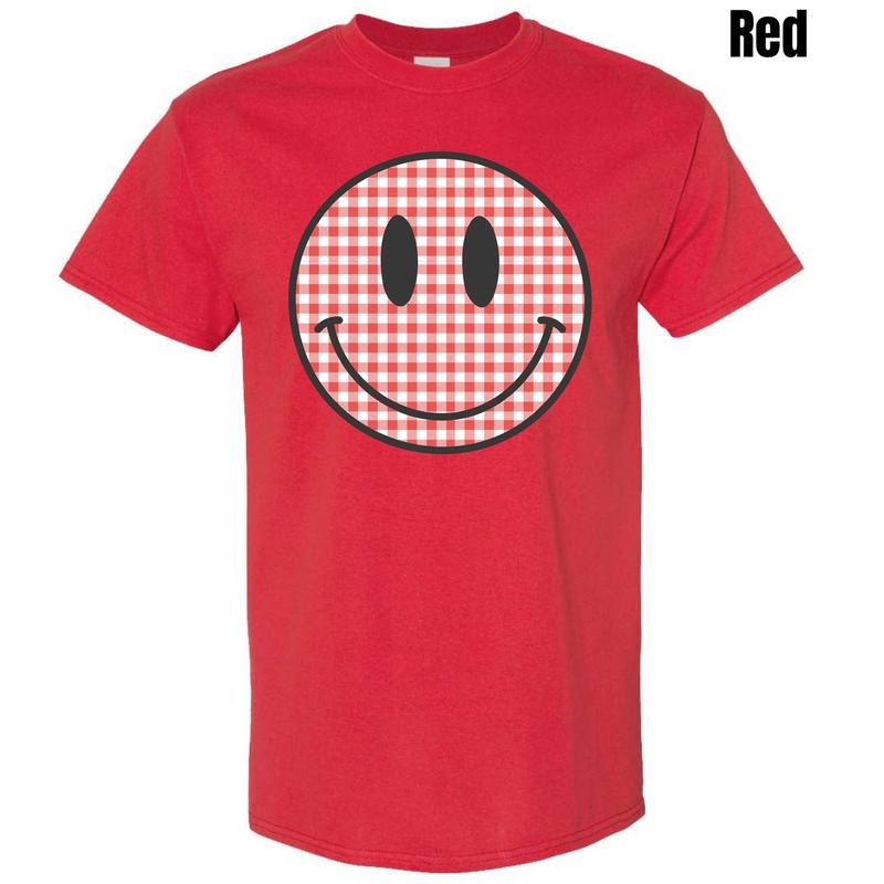 Red Gingham Happy Face Gildan Short Sleeve 'NLB' T-Shirts, Hoodie, Sweatshirt - T-Shirt, Sweatshirt, Hoodie