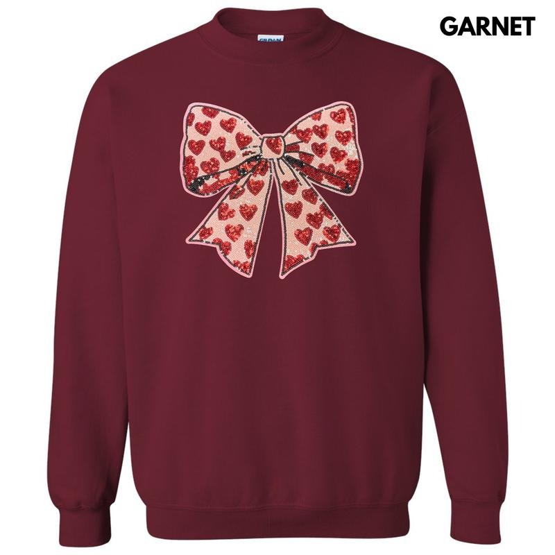 Red Heart & Pink Bow Sequin Patch T-Shirts, Hoodie, Sweatshirt - T-Shirt, Sweatshirt, Hoodie