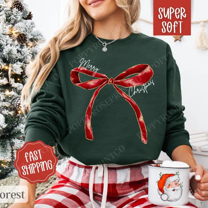 Red Merry Bow Coquette Merry Bow T-Shirts, Hoodie, Sweatshirt - T-Shirt, Sweatshirt, Hoodie