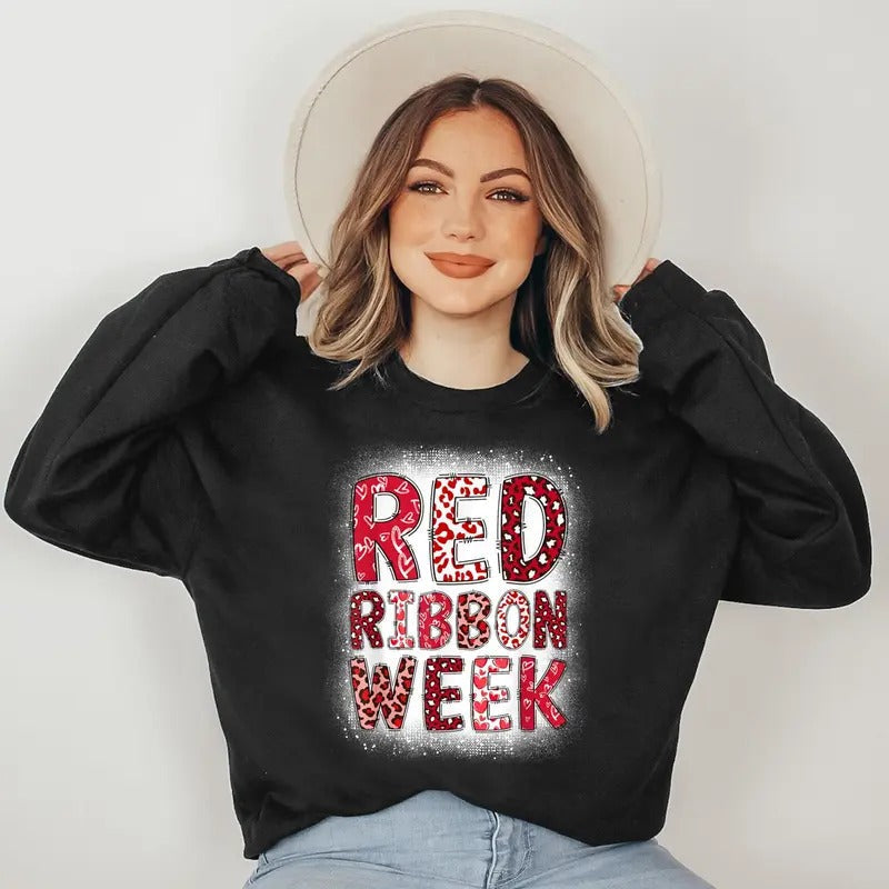Red Ribbon Week Groovy Red Ribbon Awareness T-Shirts, Hoodie, Sweatshirt - T-Shirt, Sweatshirt, Hoodie