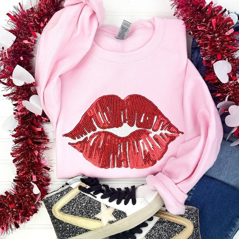 Red Sequin Lips Patch LIGHT PINK T-Shirts, Hoodie, Sweatshirt - T-Shirt, Sweatshirt, Hoodie