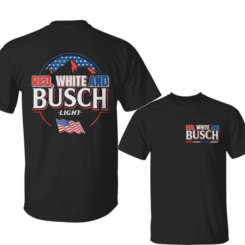 Red White Busch Light V2 Usa Flag 4th July Independence Day Patriotic Beer Full Colors - T-Shirt, Sweatshirt, Hoodie