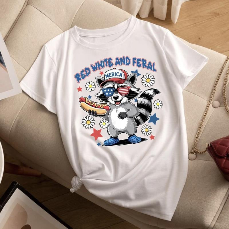 Red White Feral Fourth July 4th July Shirt T-Shirts, Hoodie, Sweatshirt - T-Shirt, Sweatshirt, Hoodie