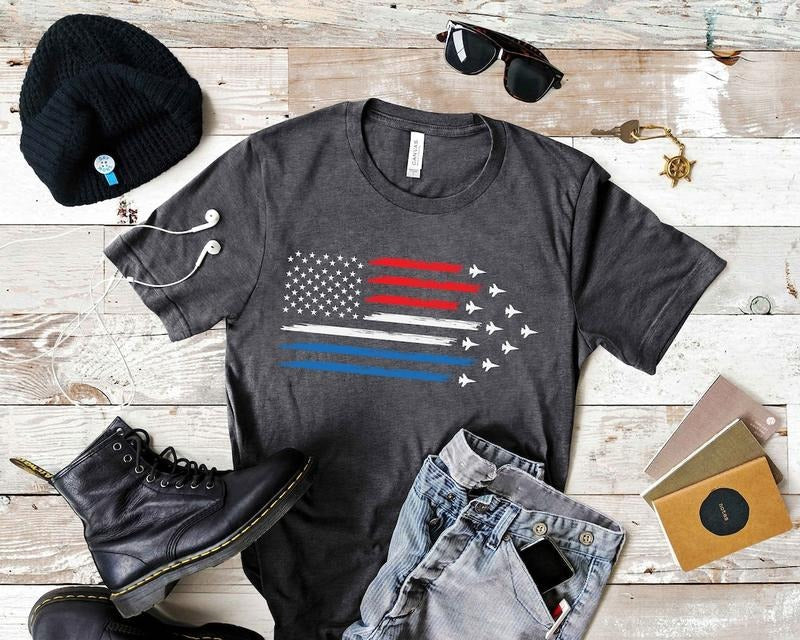 Red White Blue Air Force Flyover Air Force Shirt 4th July Shirt T-Shirts, Hoodie, Sweatshirt - T-Shirt, Sweatshirt, Hoodie