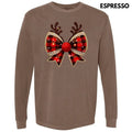 Reindeer FAKE Glitter Plaid Bow Long Sleeve Comfort Colors 'NLB' T-Shirts, Hoodie, Sweatshirt - T-Shirt, Sweatshirt, Hoodie