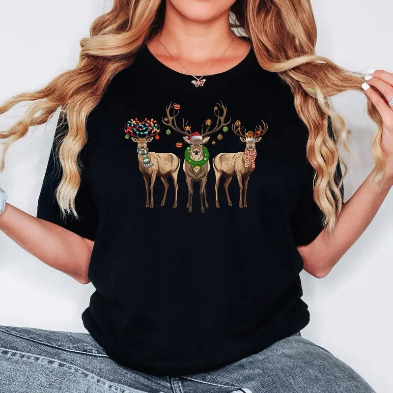 Reindeer Xmas Shirt Retro Xmas Shirt Xmas New Year Shirt T-Shirts, Hoodie, Sweatshirt - T-Shirt, Sweatshirt, Hoodie