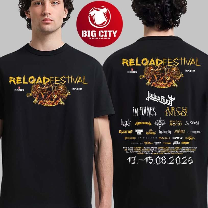 Reloaded Festival 2026 Full Lineup Poster In Sulingen Germany From August 13 To 15 2026 Two Sided Shirt - T-Shirt, Sweatshirt, Hoodie