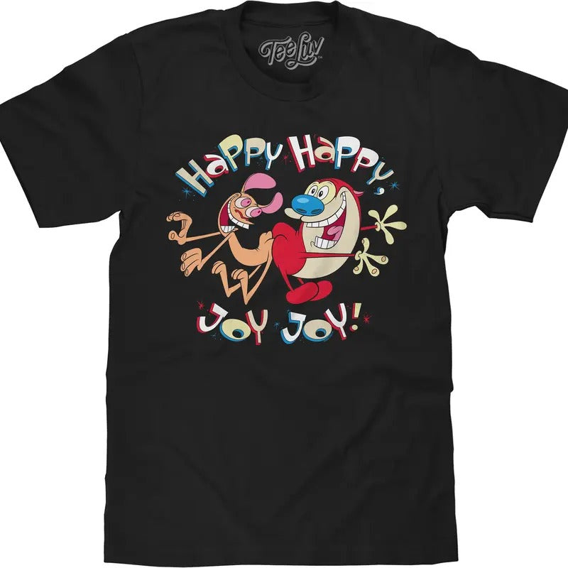 Ren Stimpy Happy Happy Joy Joy Black T-Shirts, Hoodie, Sweatshirt - T-Shirt, Sweatshirt, Hoodie