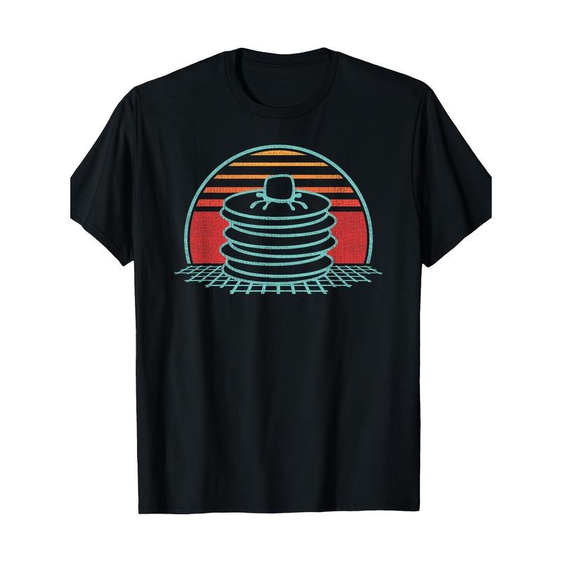 Retro 80s Retro 80s Pancake Geometric Pattern Crew Neck Regular Fit Short Sleeve Digital Heat Transfer Detail Casual Weekend Made USA T-Shirts, Hoodie, Sweatshirt - T-Shirt, Sweatshirt, Hoodie