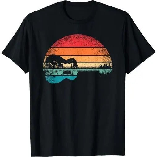 Retro Acoustic Guitar Lake Sunset Guitarist Music Lover Rock Made USA T-Shirts, Hoodie, Sweatshirt - T-Shirt, Sweatshirt, Hoodie