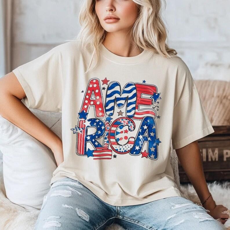 Retro America 4th July Shirt America Checkered Memorial Day Shirt American Girl American Flag Sublimation 4th July Shirt Shirts Mom Menswear Top Top Menswear T-Shirts, Hoodie, Sweatshirt - T-Shirt, Sweatshirt, Hoodie