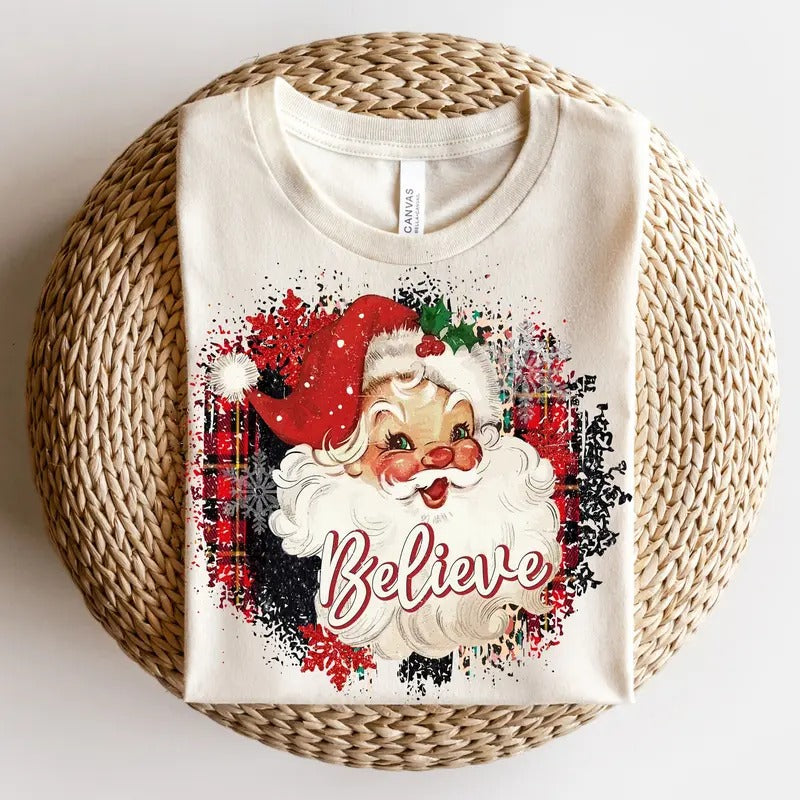 Retro Believe Santa Classic Cotton T-Shirts, Hoodie, Sweatshirt - T-Shirt, Sweatshirt, Hoodie