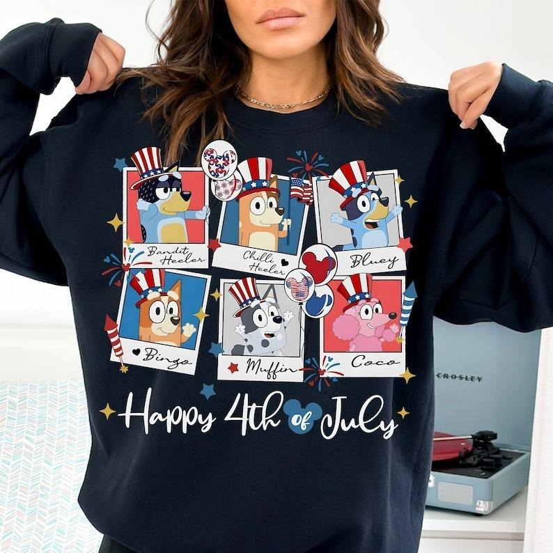 Retro Bluey 4th July Shirt Bluey Fan Shirt Bluey Shirt Bluey Character Funny Mom Shirt Bluey Muffin Heeler Shirt Funny Bluey Shirts Bluey Bingo Family Shirt Chilli Mum Shirt Bluey Family Muffin T-Shirts, Hoodie, Sweatshirt - T-Shirt, Sweatshirt, Hoodie