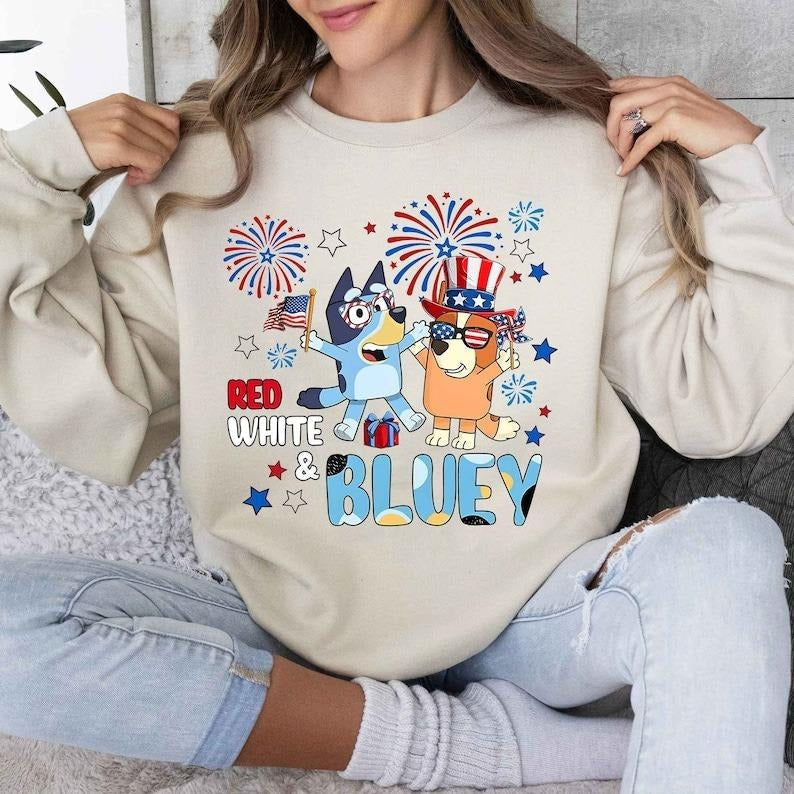 Retro Bluey 4th July Shirt Fourth July Shirt Bluey Shirt Bluey Character Funny Mom Shirt Bluey Muffin Heeler Shirt Funny Bluey Shirts Bluey Bingo Family Shirt Chilli Mum Shirt Bluey Family Muffin T-Shirts, Hoodie, Sweatshirt - T-Shirt, Sweatshirt, Hoodie