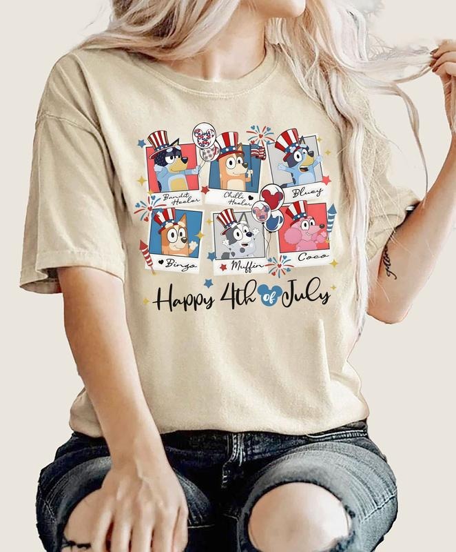 Retro Bluey 4th July Bluey Party Shirt Bluey Bingo Shirt Independence Day Shirt 4th July Shirt Bluey T-Shirts, Hoodie, Sweatshirt - T-Shirt, Sweatshirt, Hoodie
