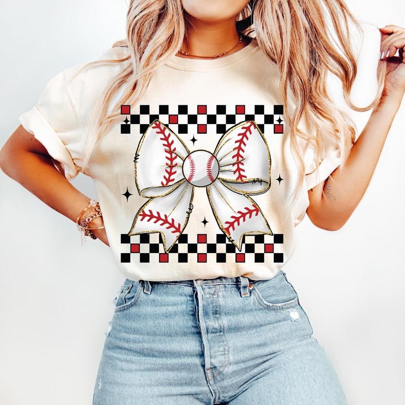 Retro Checkered Baseball Baseball Mom Game Day Baseball Baseball Coquette Baseball Bow Baseball Mama T-Shirts, Hoodie, Sweatshirt - T-Shirt, Sweatshirt, Hoodie