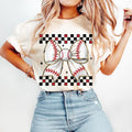 Retro Checkered Baseball Baseball Mom Game Day Baseball Baseball Coquette Baseball Bow Baseball Mama T-Shirts, Hoodie, Sweatshirt - T-Shirt, Sweatshirt, Hoodie