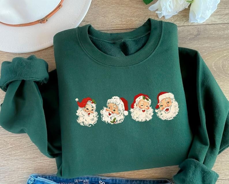 Retro Cheerful Santa Vintage Shirt Classic Santa Merry ; Cotton Womenswear T-Shirts, Hoodie, Sweatshirt - T-Shirt, Sweatshirt, Hoodie