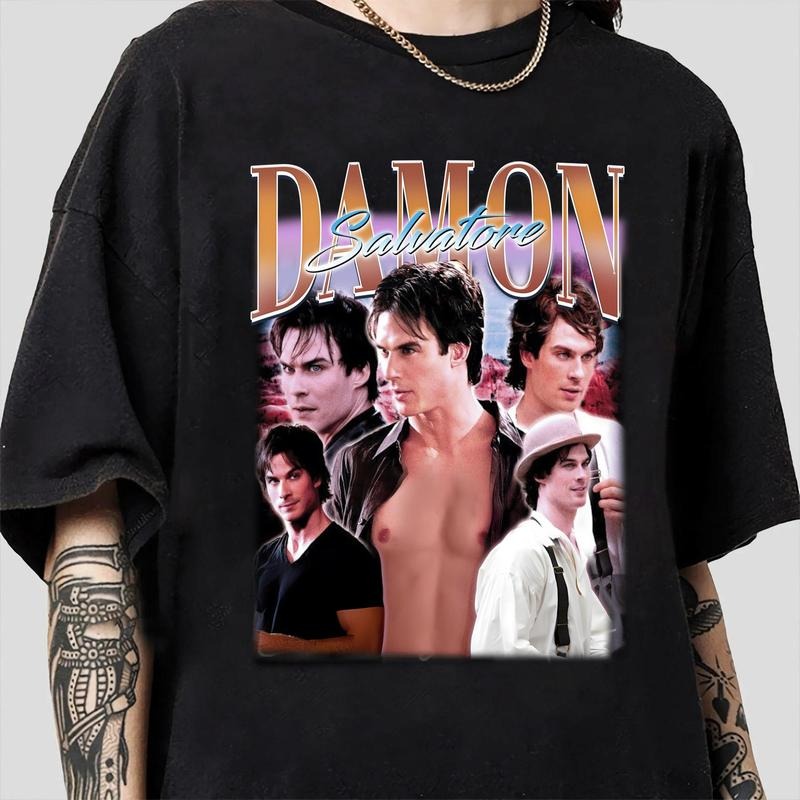 Retro Damon Salvatore Damon Salvatore Damon Salvatore Diares Classic Fabric T-Shirts, Hoodie, Sweatshirt - T-Shirt, Sweatshirt, Hoodie