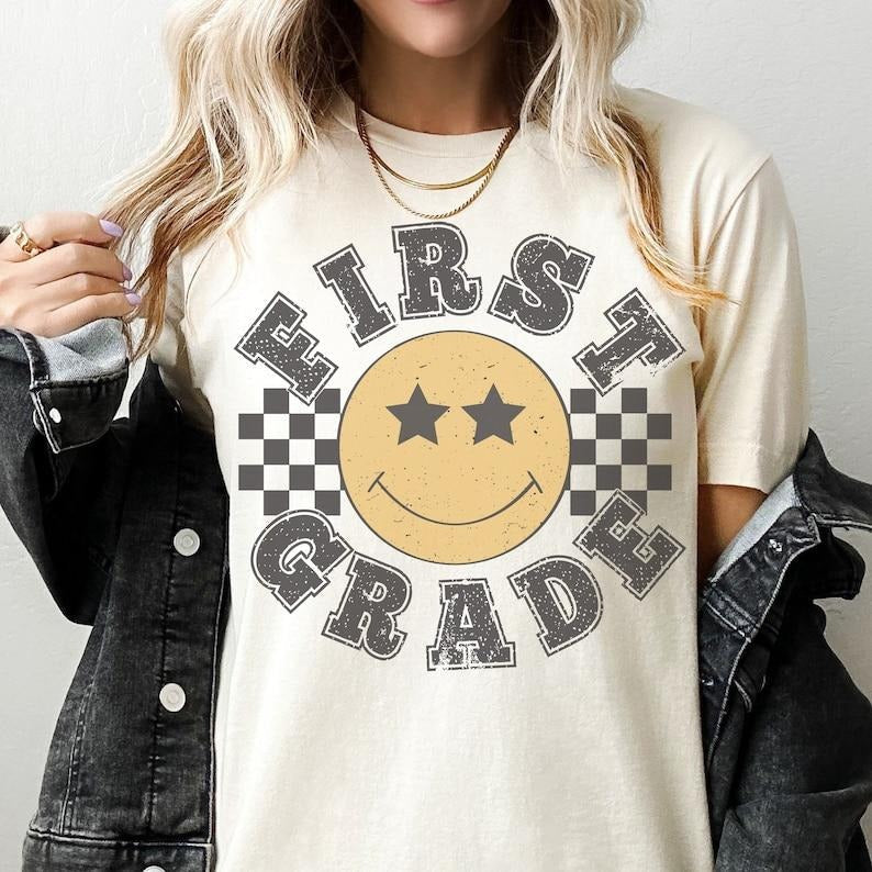 Retro First Grade Teacher Shirt 1st Grade Teacher Shirt First Day School Matching New Teacher Teacher Squad Vintage T-Shirts, Hoodie, Sweatshirt - T-Shirt, Sweatshirt, Hoodie