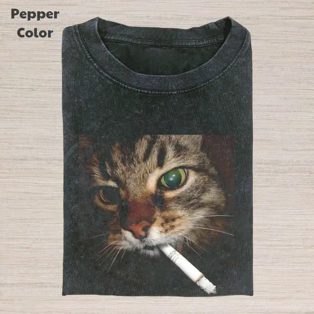 Retro Funny Vintage Cat Smoking Animal Shirt Meme Cringe Funny Dumb Shirt Menswear Womenswear Streetwear Cotton Comfort T-Shirts, Hoodie, Sweatshirt - T-Shirt, Sweatshirt, Hoodie