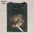 Retro Funny Vintage Cat Smoking Animal Shirt Meme Cringe Funny Dumb Shirt Menswear Womenswear Streetwear Cotton Comfort T-Shirts, Hoodie, Sweatshirt - T-Shirt, Sweatshirt, Hoodie