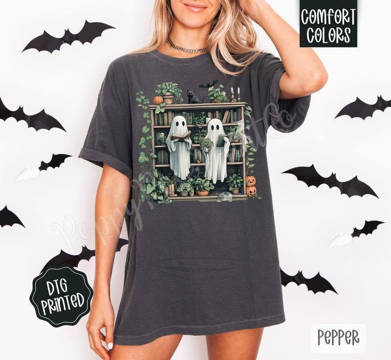 Retro Ghost Reading Books Shirt Librarian Ghost Halloween Halloween Teacher Halloween Shirt Teacher Boo School T-Shirts, Hoodie, Sweatshirt - T-Shirt, Sweatshirt, Hoodie