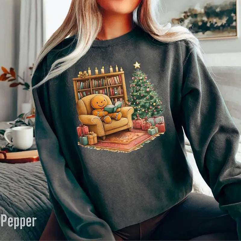 Retro Gingerbread Reading Books Bookish Shirt Booktokk Librarian Gingerbread Man Teacher Shirt T-Shirts, Hoodie, Sweatshirt - T-Shirt, Sweatshirt, Hoodie