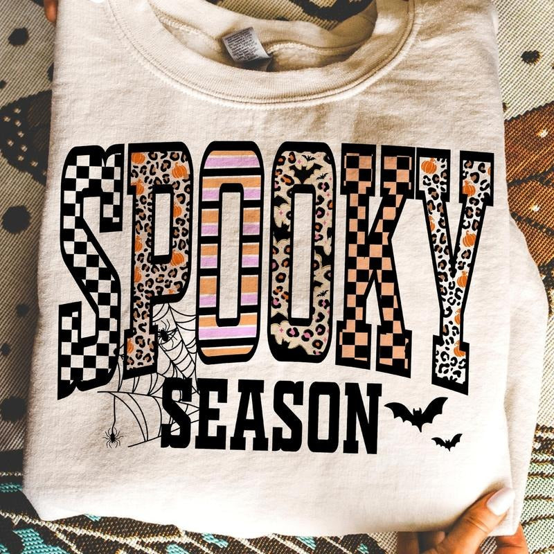 Retro Halloween Spooky Coquette Halloween Leopard Checkered Fall Spooky Season Halloween Girly Fall Top T-Shirts, Hoodie, Sweatshirt - T-Shirt, Sweatshirt, Hoodie