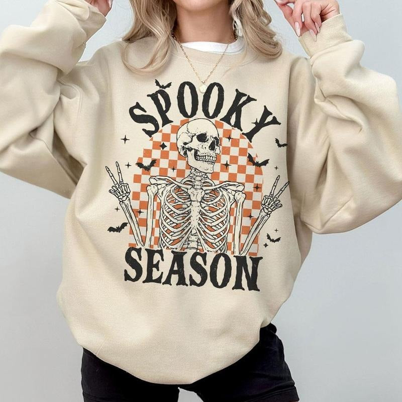 Retro Halloween Spooky Season Skeleton Checkered Shirt Cute Halloween Shirts Spooky Season Comfort Spooky Halloween Comfort Top T-Shirts, Hoodie, Sweatshirt - T-Shirt, Sweatshirt, Hoodie